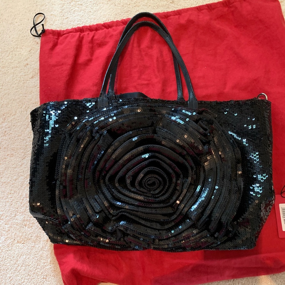 Large Valentino Garavani Sequin Flower Tote Bag